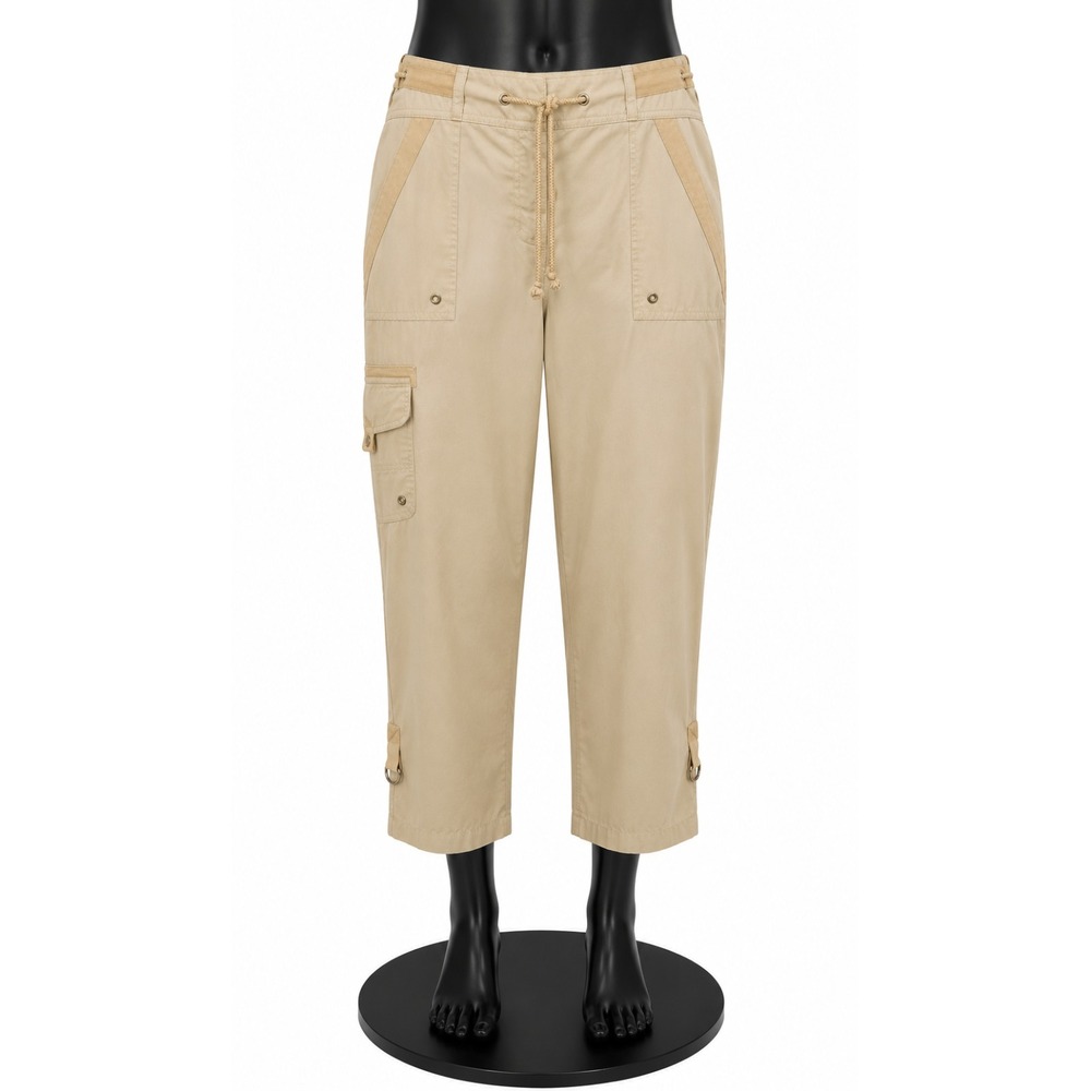 Jones New York Signature Womens Cargo Pants Size 6 Khaki Drawstring Waist Cotton
